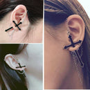Gothic Punk Cuff Dangle Drop Cross Earrings Long Chain Stud Tassel Earrings Hot