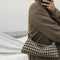 Retro Canvas Shoulder Chain Bag Women Elegant Plaid Pattern Crossbody Purse