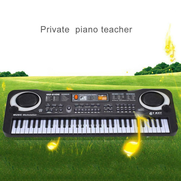 BLACK 61 Key Digital Electronic Keyboard & Microphone Electric LED Piano Or