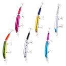 6Pcs 2 Jointed Sections Fishing Lures Kit Baits Minnow Popper Lure with Treble