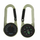 2PCS Multifunctional Keychain Hiking Metal Carabiner Mini Compass Therm APE