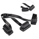 16Pin ELM327  Male To Dual Female Y Splitter Elbow Extension Cable Lead FT