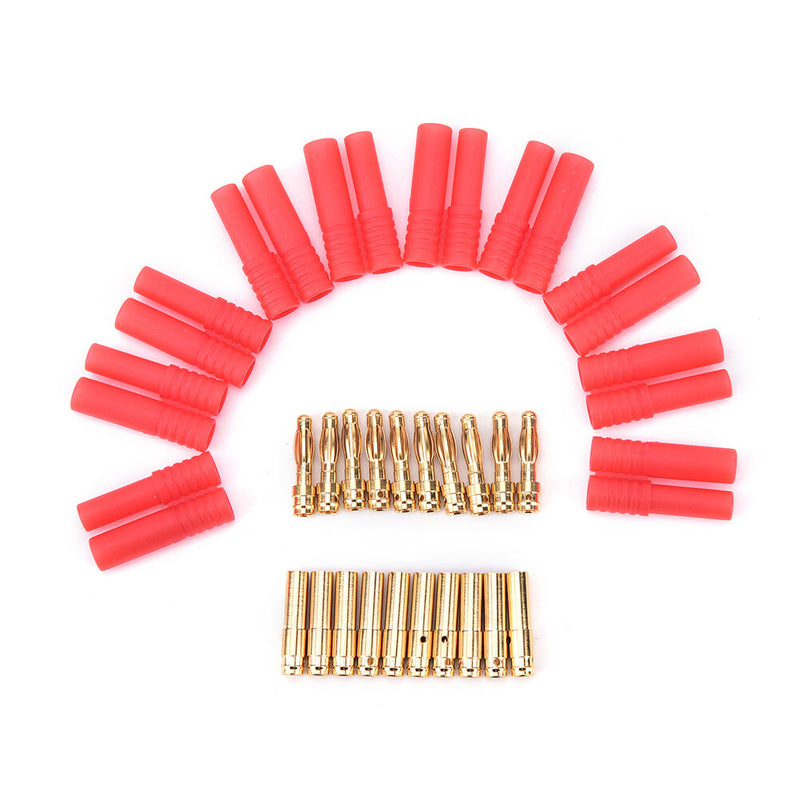 10pack HXT 4mm bullet banana plugs with red housing for RC connector AM-1009CR8~