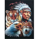 5D Tribal Leader Embroidery Diamond Painting Animal Cross Stitch Home Decor