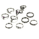 Fashion Jewelry Retro Arrow Moon Midi Finger Knuckle Alloy Rings Boho 10Pcs/ Set