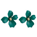 Korean Girls Flower Ear Stud Casual Women Sweet Earrings Jewelry (Green) A