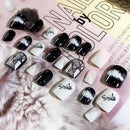 24pcs/pack black&white french false nails nail art design nail tips with glue!E
