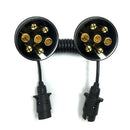 7 Pin Plastic Trailer Plug X2 w/curly 1.5M extension Cable Male to Male Socket