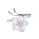 Women Ring Flower Crystal Ring Diamond Bend Size Adjustable Open Rings Wedd K3G8