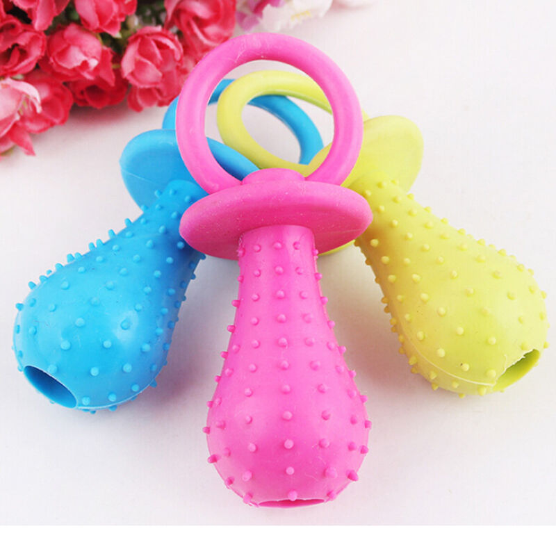 Rubber Pacifier for Pet Toys Dog Cat Puppy Chew Toys with Bell Sound Inside FU