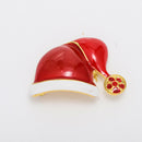 Gorgeous Red Enamel Christmas Santa Claus Hat Decoration Xmas Brooch Pins