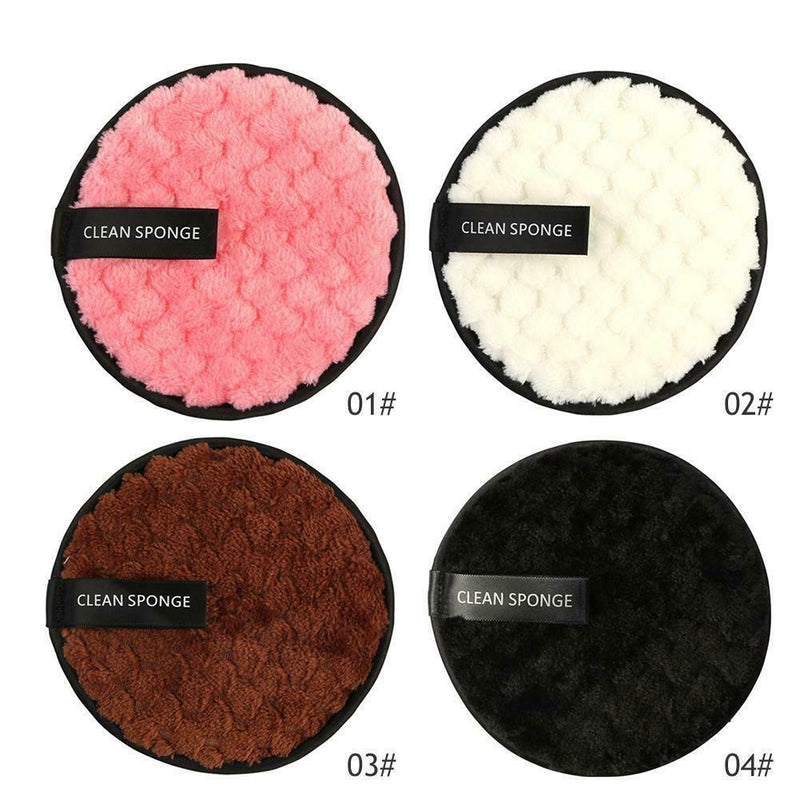 4pcs Fiber Makeup Remover Pad Reusable Face Cleaning Sponge Cosmetic Puff