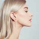 Pink Flower Dangles Earrings Korean Elegant Long Ear Drop for Girl Jewelry Women