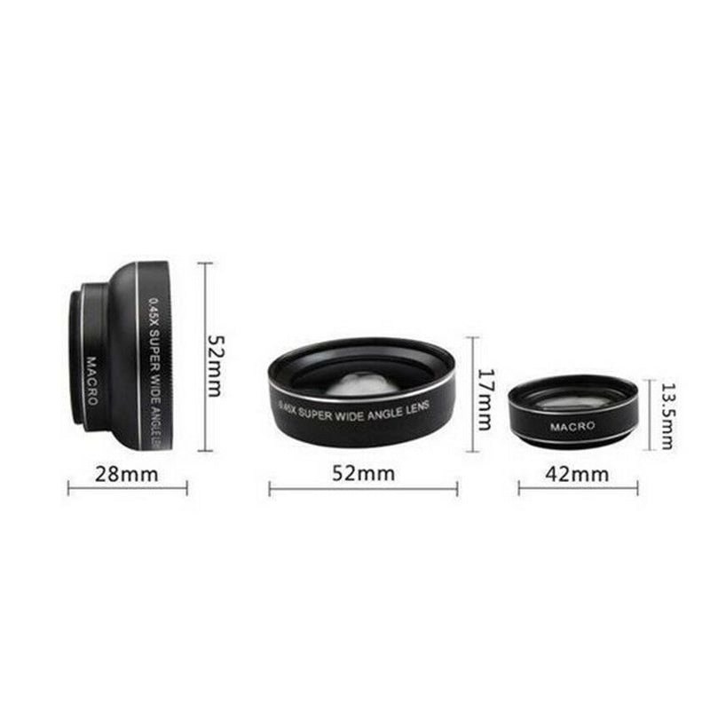 Cell Phone Camera Lens 2 in 1 Clip-on Kit 0.45X Wide Angle Macro Camera kit Len