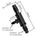 10pcs Tee Connector Use in 8/11mm Tube Change in 4/7mm Barbed Connector A
