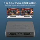 1 In 2 Out Video HDMI Splitter 4K 1080P Display Adapter for HDTV Monitor