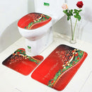 3 Pc/set Happy Santa Toilet Seat Cover Rug Bathroom Set Decor Soft Christmas