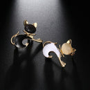 Cute Black Tie Cat Brooch Smooth Artificial Opals Corsage For Women Collar