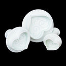 3pcs pattern hearts plunger fondant molds cutters embosser Sugar craft moulds  Z