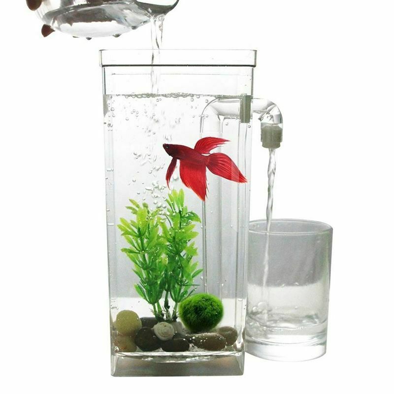 LED Mini Fish Tank Aquarium Self Cleaning Fish Tank Bowl Convenient Desk Aq