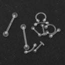 10pcs Clear Acrylic Tongue Rings Lip Studs Hoop Barbells Invisible Body Jewelry