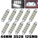 10x 6000K White 44mm 12-SMD Rigid Loop LED Dome Door Interior Light Bulb OZ