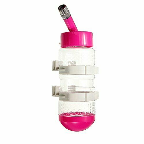 Pet Dog Water Drinker Dispenser Food Feeder Dish Bowl Bottle Rose Red B6H4