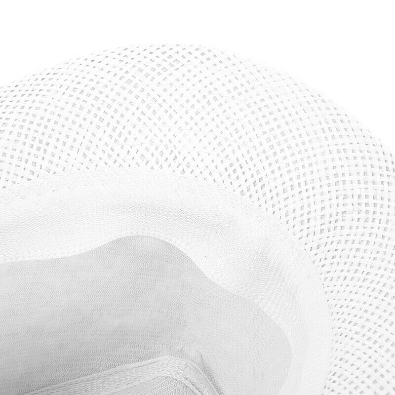Women Men Fedora Trilby Cap grass Style Packable Travel Sun Summer Hat, Whi X5T7