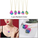 Rainbow Stone Natural Crystal Chakra Rock Chain Quartz Pendant Necklace Jewelry