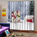 100x140cm Christmas Curtains Sets Waterproof Xmas Snowman 2Panels Drapes E