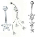 Clear Surgical Steel Navel Belly Button Bar Ring 10mm Star Jewelry