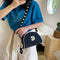 Women Canvas Crossbody Bag Semicircle Shoulder Flower Sling Handbag (Black)