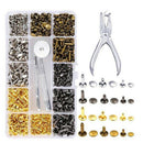 360Pcs 3 Sizes Leather Rivets Double Cap Rivet Tubular Metal Studs with 4 F Y9W2