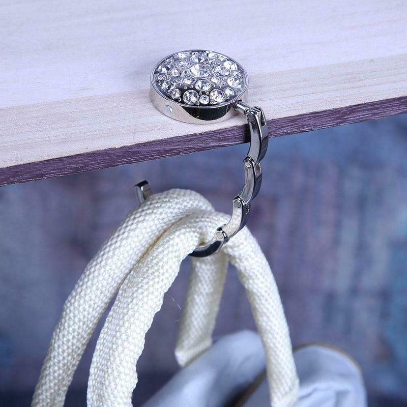 Portable Alloy Rhinestone Foldable Purse Bag Hanger Handbag Hook Table
