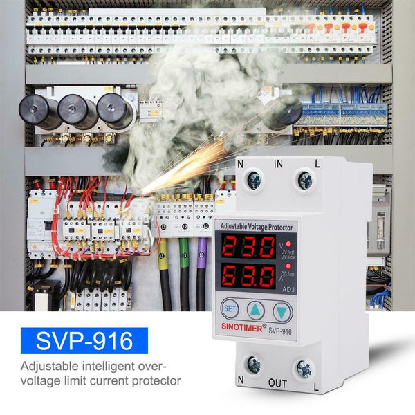 SVP-916 Adjustable Voltage Surge Protector Limit Current Protection (63A)