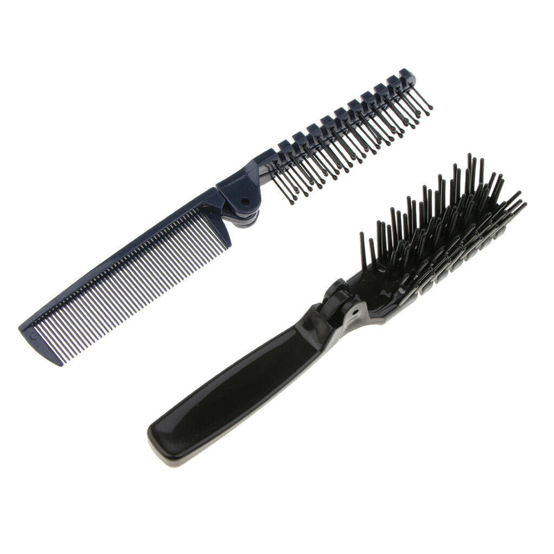 2x Lovely Multifunction Foldable Pocket Travel Hairbrush Massage Scalp Comb
