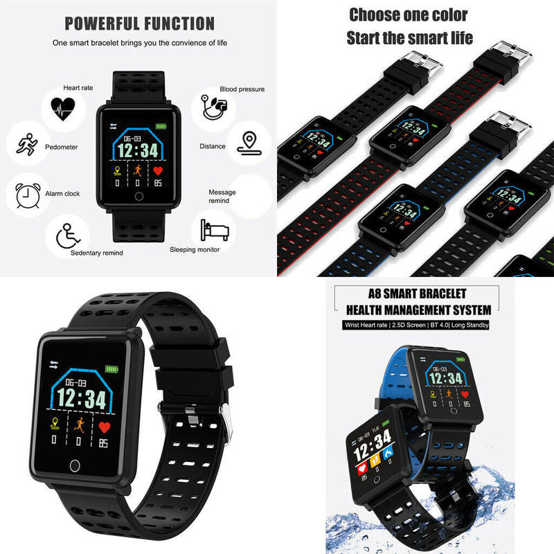 Electronic Sports Bluetooth Smart Watch Alarm Clock 180mAh Men Women Black