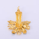 Fashion Retro Christmas Candle Holly Crystal Brooch Pins Holiday Party Gifts