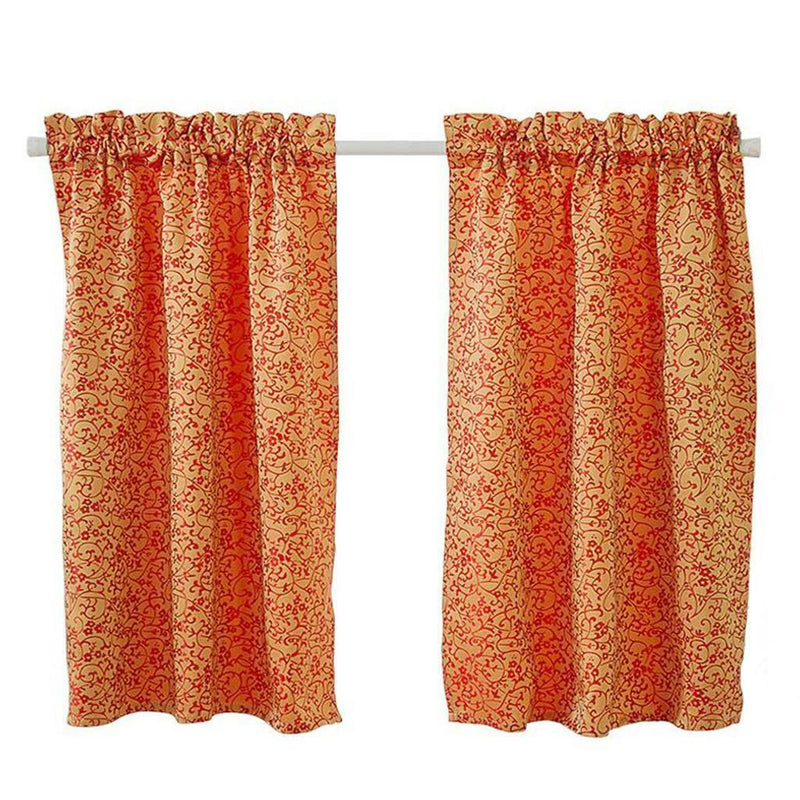 1 Set Red Rod Pocket Short Tier Curtains Panels Half Drapes for Bathroom