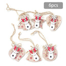 Moose Christmas Christmas Q4B0 6pcs/set Pendants Head For Tree Ornaments Wooden