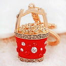 2 Pcs New Creative China Style Lucky Ingot Key Chains Classic Crystal Cornu Y4E2