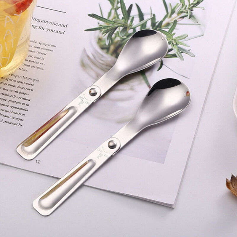 Camping hiking cookout picnic foldable spork stainless steel spoon fashio@