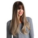 Women Mix Colors Gradient Long Straight Synthetic Wig 24" for Party/DailyUse