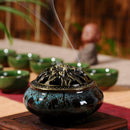 2x Ceramic Incense Burners Porcelain Censer Buddha Incense Holder Home Decor
