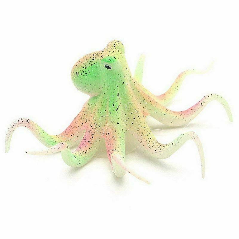 Fluorescent silicone Octopus Decorations With Cup Sucker for Green Aquarium