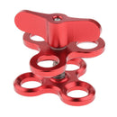 Triple Ball Clamp 3 Holes Underwater Arm Diving Bracket for Gopro Light Red