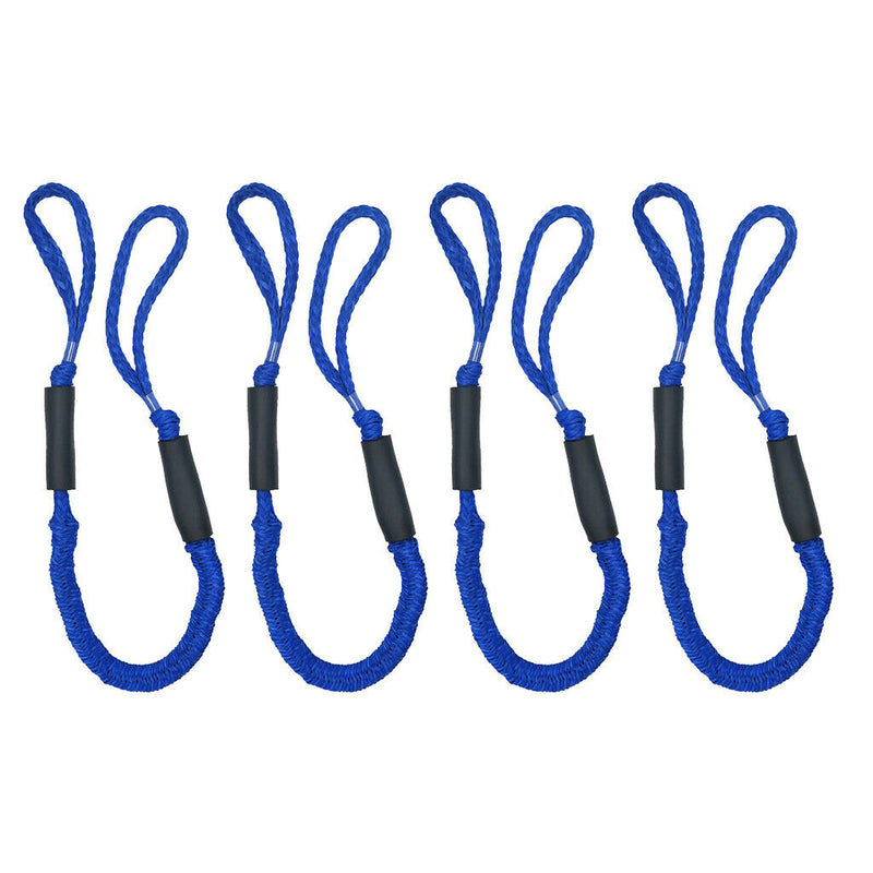 4 Pack Bungee Stretching Dock Line 4ft Marine Rope for Boat PWC Anchors