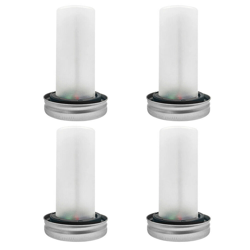 4pcs Mason Cover Lid Solar Light LED Flame Pattern Outdoor Restaurant Decor A