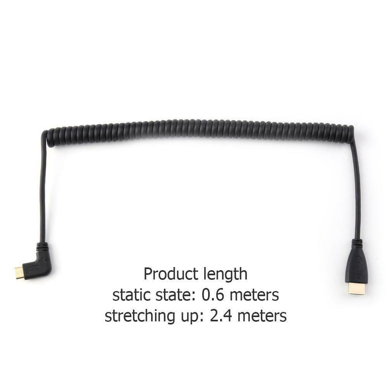 High Speed HDMI to Mini HDMI Cable Extensible Spring Left Curl HDMI Wire