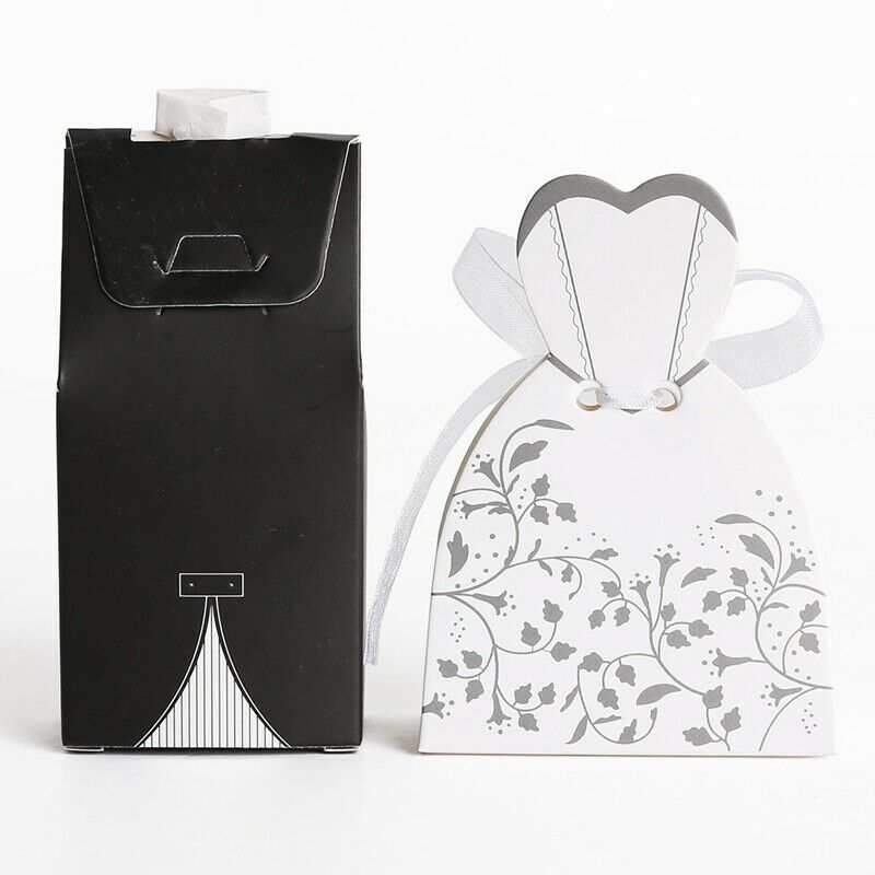 50 pairs dragee Box black groom + white bride for Wedding D7T9